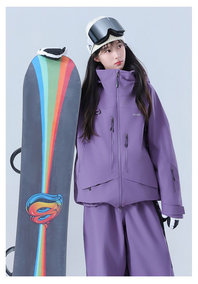 Si For Women Men, Snowboard Waterproof Thicened Fully Laminated Professional Snow Suit Top And Pants Set 3L Color_voghion.com