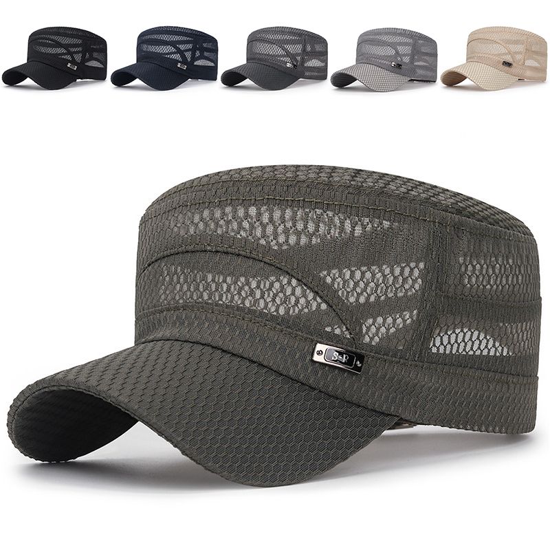 Herren Sommerhut Mesh Flat Top Snapback Verstellbare Baseballkappe Cadet Man Atmungsaktive Trucker Caps_voghion.com