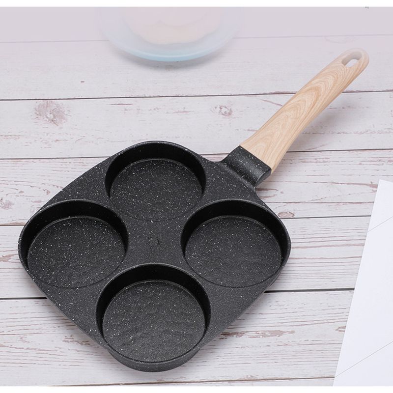 Molde para panqueques de desayuno para el hogar, con cuatro agujeros para freír huevos y hamburguesas, sartén plana antiadherente_voghion.com