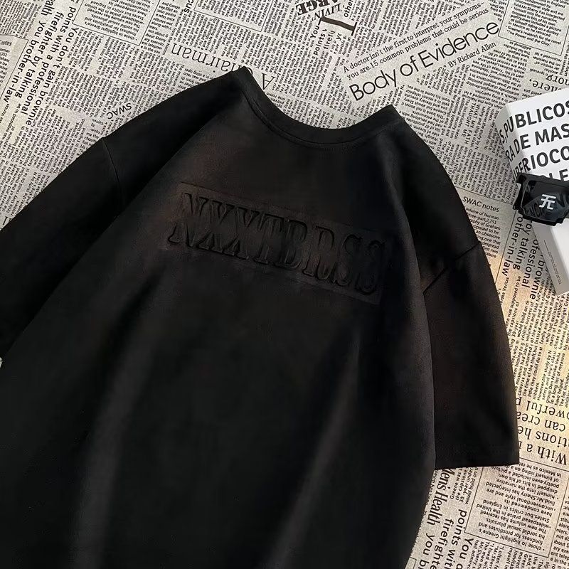 Maglietta a maniche corte per ragazzi, semplice temperamento estivo alla moda per uomo, scollo rotondo standard, marchio artistico e alla moda_voghion.com