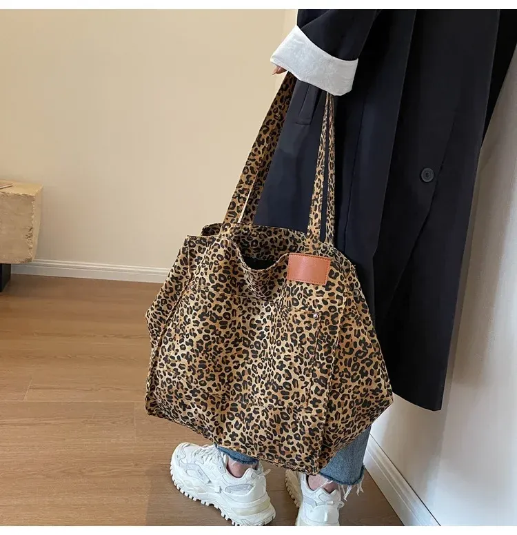 Leopard Design 2023 Shopper di moda coreana Grandi borse per la spesa per donna Borsa a tracolla per ragazza di grande capacità_voghion.com