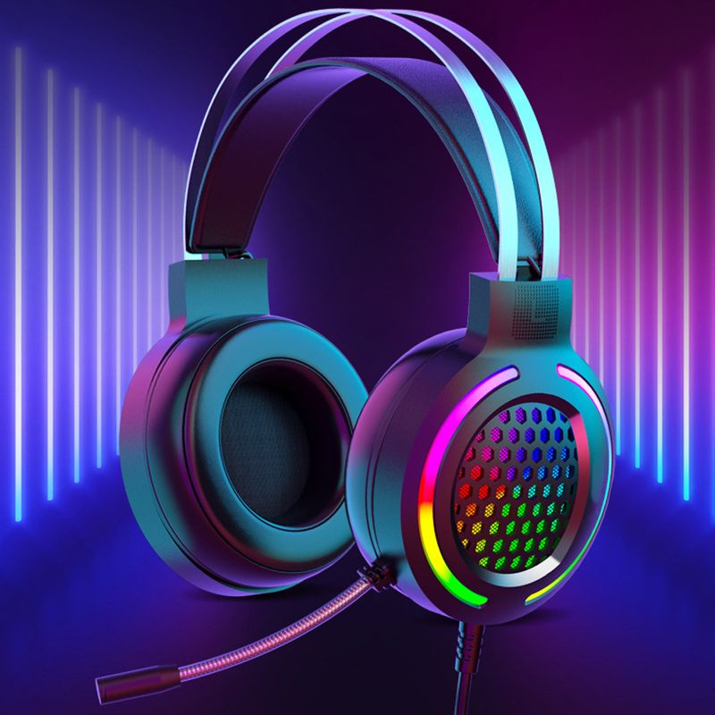 Šuplje RGB svjetlosne žičane slušalice s jakim basom i mikrofonom za telefon/prijenosno računalo_voghion.com