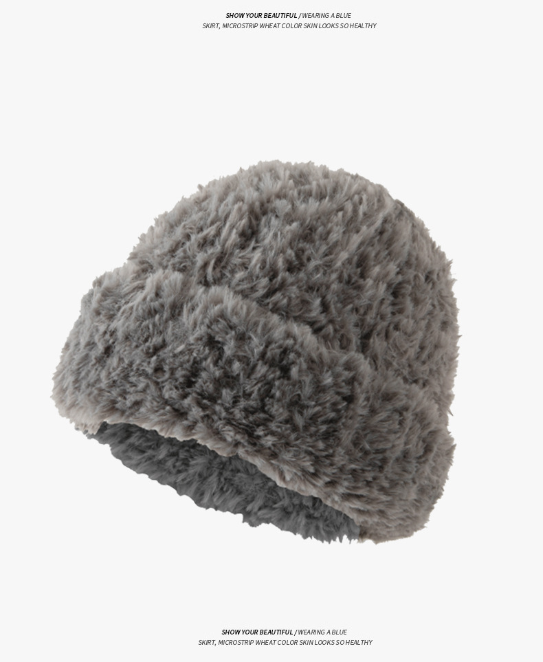 Grand bandeau chaud en peluche pour enfants, protection des oreilles d'hiver, ample, empilé, polyvalent, tricoté, visage montrant un petit chapeau en laine, nouvelle collection automne et hiver_voghion.com