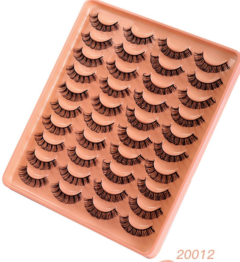 Falsche Wimpern Neue Chemiefaser-Falsche Wimpern Einteilig 20 Paare Gemischte Russian Curl D-Kurve Natürlich Dicke Simulationswimpern_voghion.com