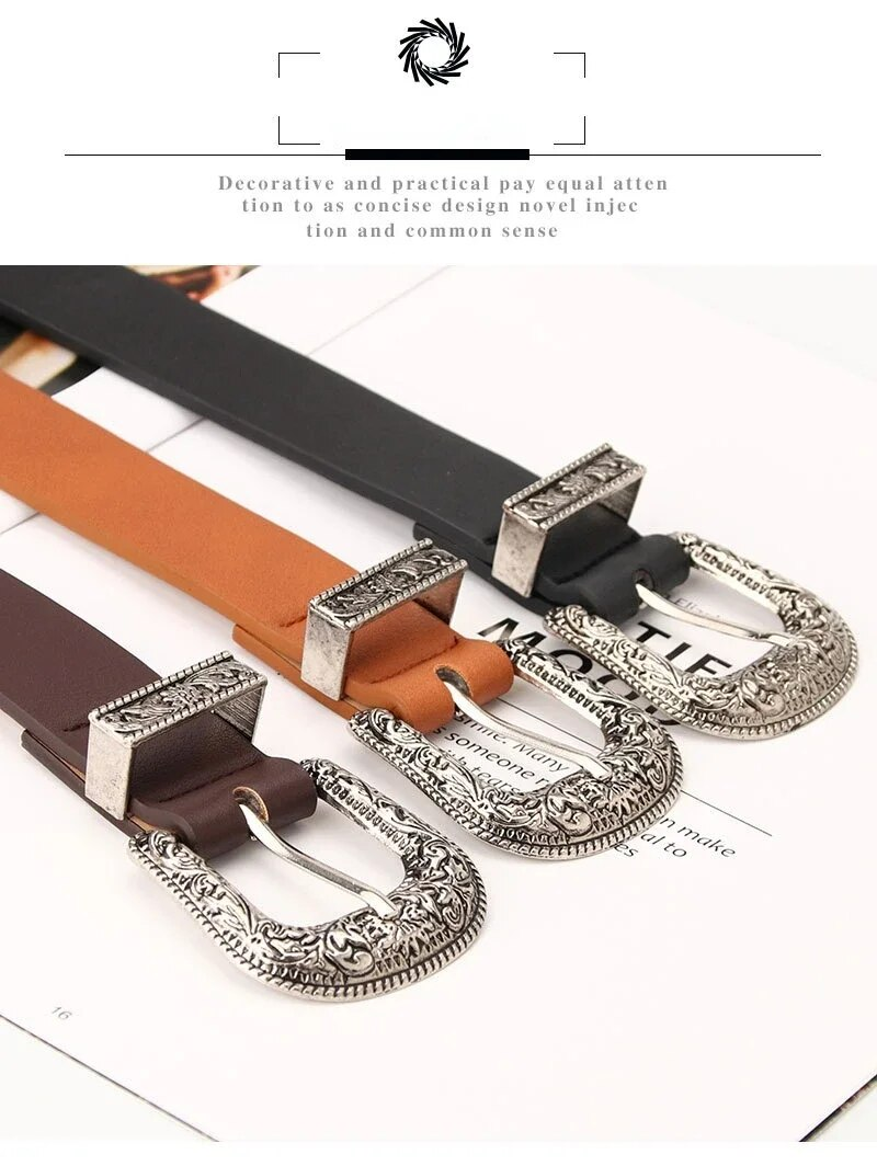 HOT Adjustable Boho Wetern Fashion Jeans Women's Round Buckle Cinturones Para Mujer Ceinture Femme Belt_voghion.com