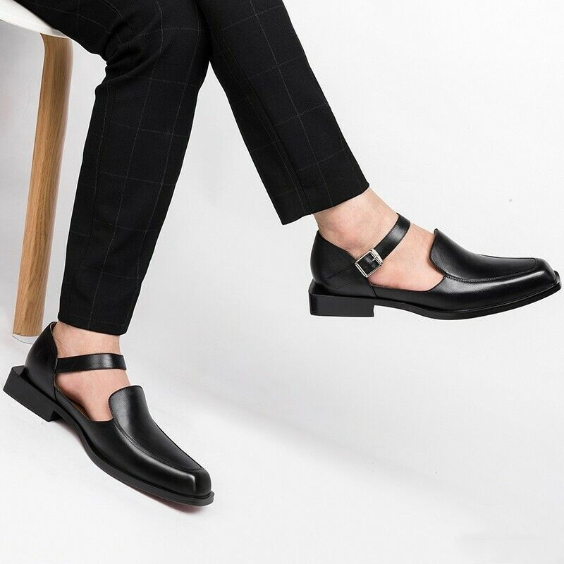 Rūpnīcas veikali Neue Schwarz Casual Business Schnalle Runde Kappe Sandalen Schuhe für Männer mit Freies Verschiffen Größe_voghion.com