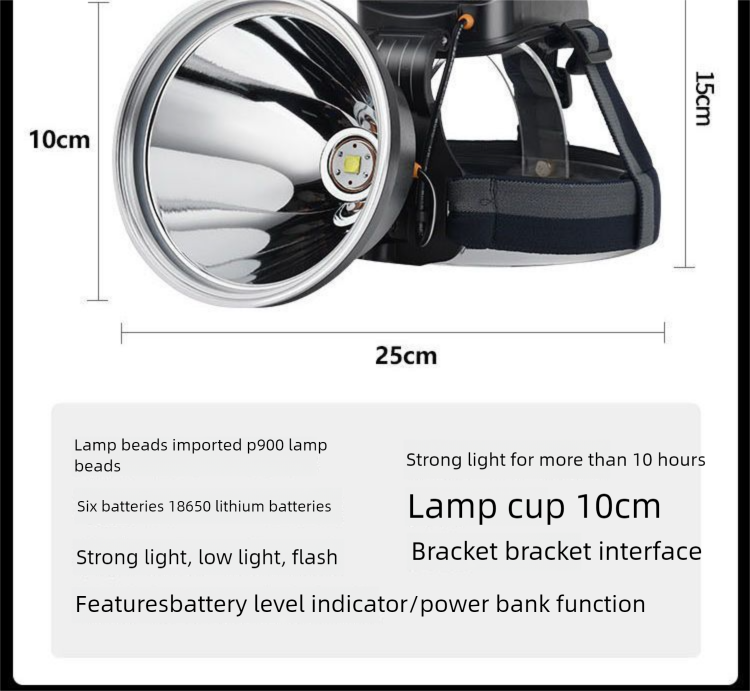 Lampada frontale a LED ad alta luminosità, ricaricabile P900, per esterni, con montaggio sulla testa, a lungo raggio, con batteria a durata ultra lunga, allo xeno_voghion.com