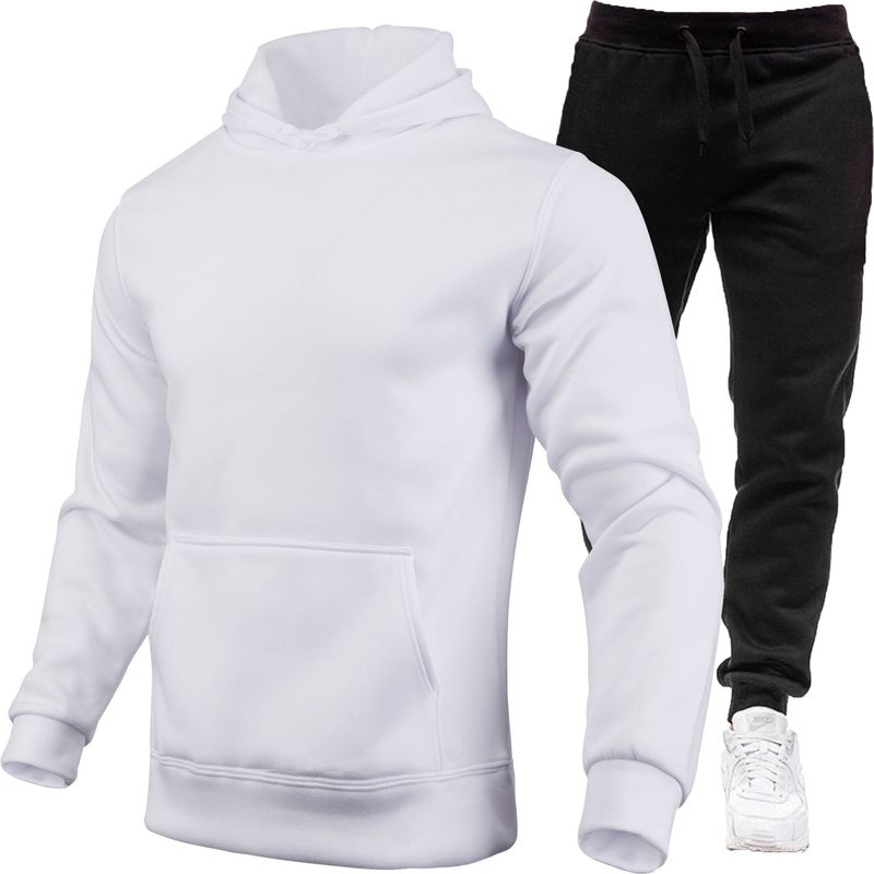 Pull de sport ensemble de pull à capuche en polaire à la mode pour hommes_voghion.com