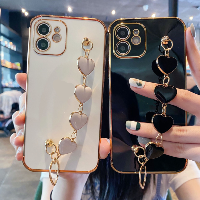 Hart Polsbandje Zachte Siliconen Telefoon Case Voor Xiaomi Redmi Note 10 pro 10s Plating achterkant Redmi Note 8 7 note9 9t 9A _voghion.com