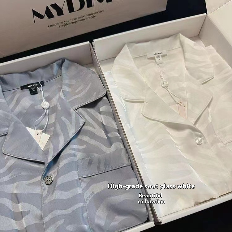 Vêtements de nuit à manches courtes de même style pour le printemps et l'automne, style décontracté pour femmes, meilleur ami, maison en soie haut de gamme_voghion.com