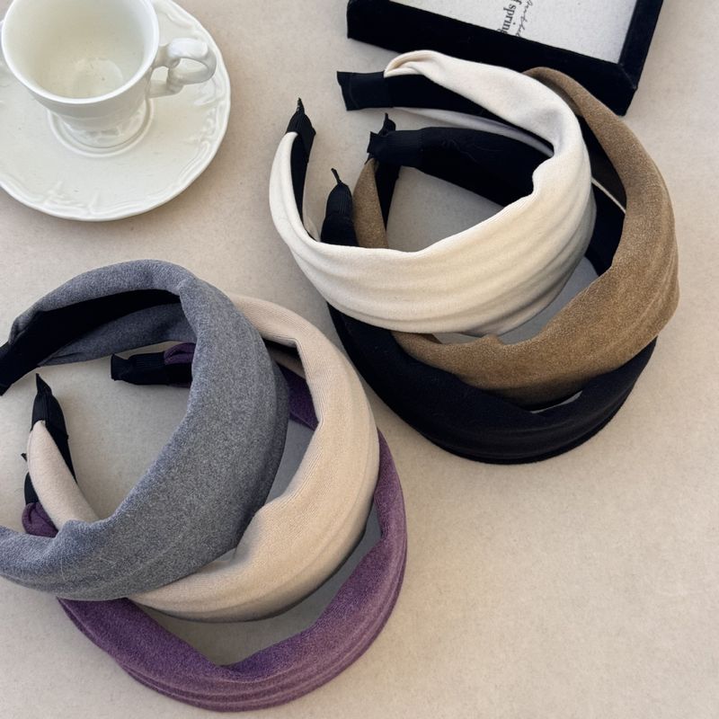 Fascia per capelli in velluto viola larga per donna, fermaglio per il lavaggio del viso a corona alta per autunno e inverno, design di nicchia, morbida fascia per capelli lavorata a maglia_voghion.com