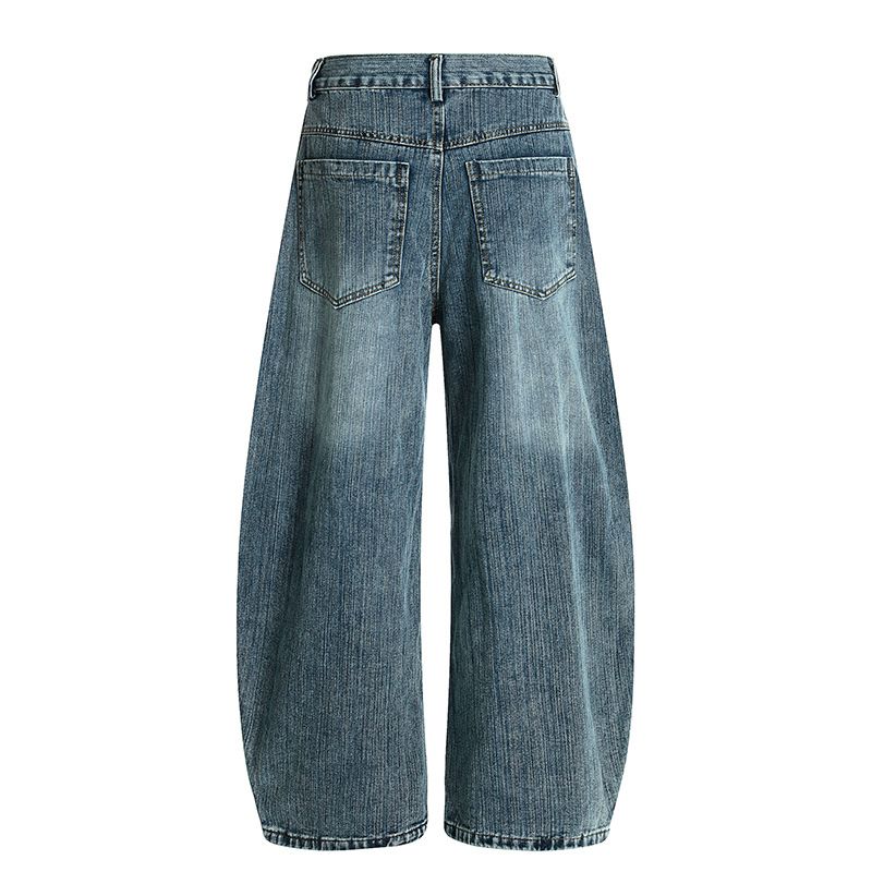 2025 Design Sense Cartoon Towel Embroidered Jeans For Men And Women, Autumn New Loose Fit Versatile Slimming Wide-Leg_voghion.com