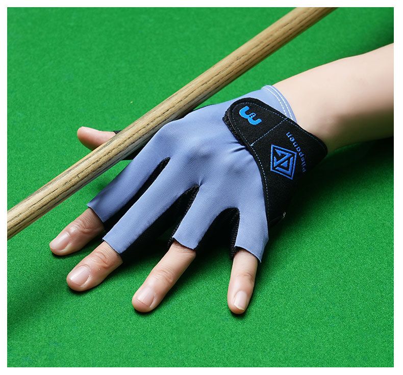 Luva de bilhar de meio dedo para mão esquerda, lisa, elástica, em seda gelada, respirável, antiderrapante, fina, com fecho de velcro._voghion.com