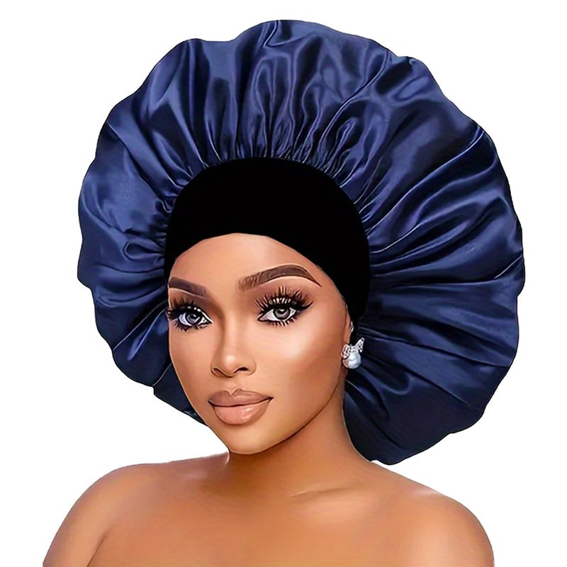 Dehnbare Schlafmütze mit breiter Krempe für Damen und Herren mit zweifarbigem Design, weiche Satin-Strickmütze für Sonnenschutz, bequem und atmungsaktiv_voghion.com