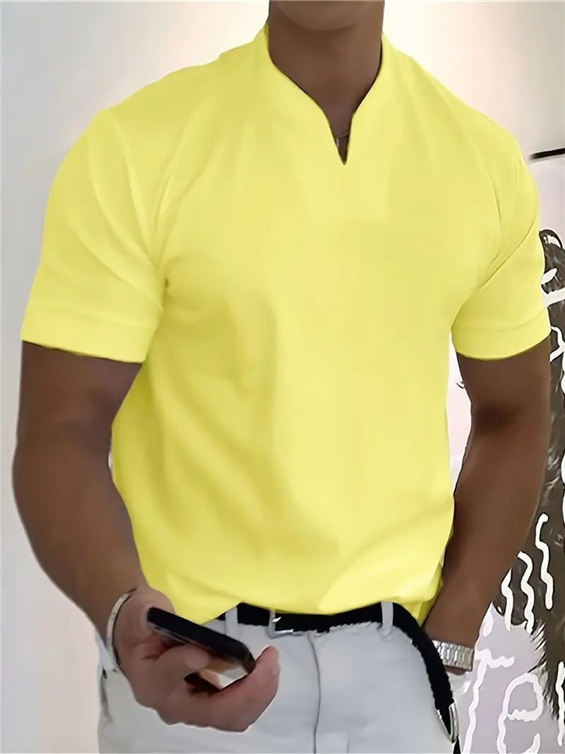 "Men's Athletic V-Neck T-Shirt - Stretch Cotton Gym Workout Tee For Muscle Fit - Breathable & Moisture-Wicking (Multiple Colors/Sizes)"_voghion.com