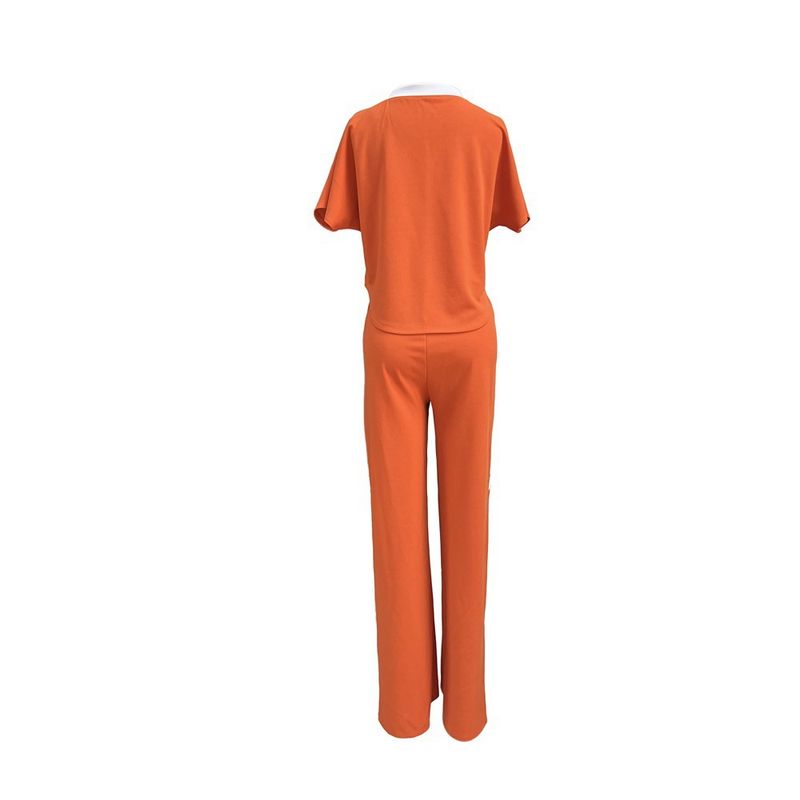 Ensemble deux pièces pour femme, t-shirt décontracté à manches courtes et pantalon de sport à jambe droite, couleur unie, été_voghion.com
