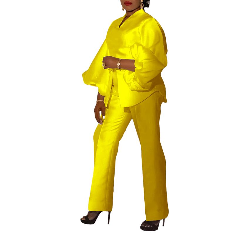 Vêtements pour femmes, costume à la mode, nouveau style, tempérament, Tongle, élégant, couleur unie, grande taille, costume deux pièces_voghion.com