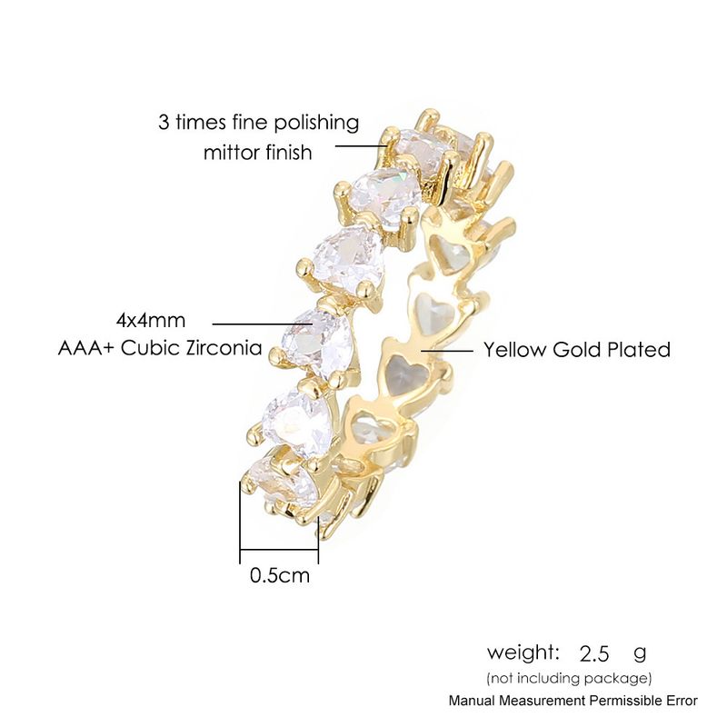 Classico anello di nozze a forma di cuore con diamanti e zirconi micro pavé abbinato per coppia_voghion.com