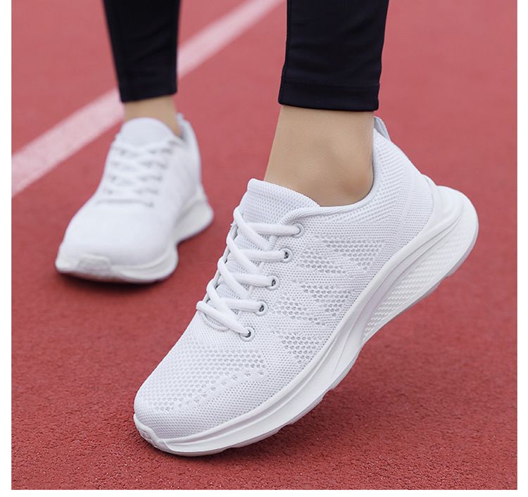 Comfortable all black 2024 spring/summer mesh breathable sports women's soft sole running casual work shoes_voghion.com