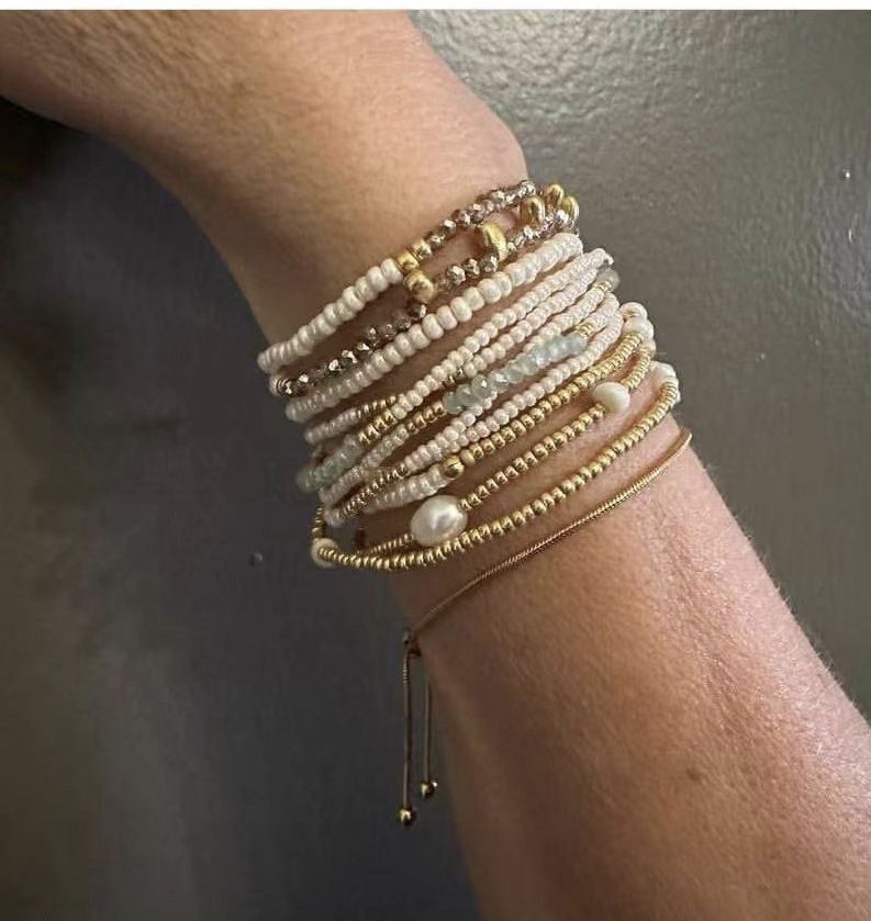 Bracelet polyvalent en acier inoxydable avec perles rondes pour femme, perles d'eau douce naturelles_voghion.com