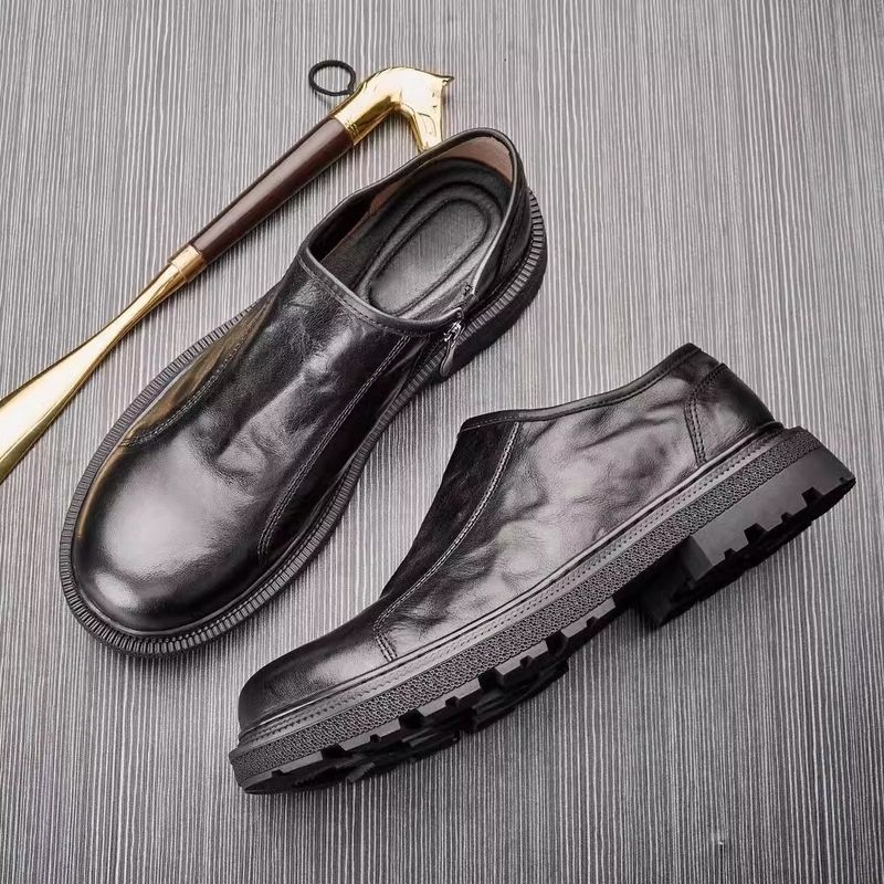 Glide Glide Single Breathable Export Genuine Top Layer Cowhide Wide Foot Casual Men's Youth Business Leather Shoes_voghion.com