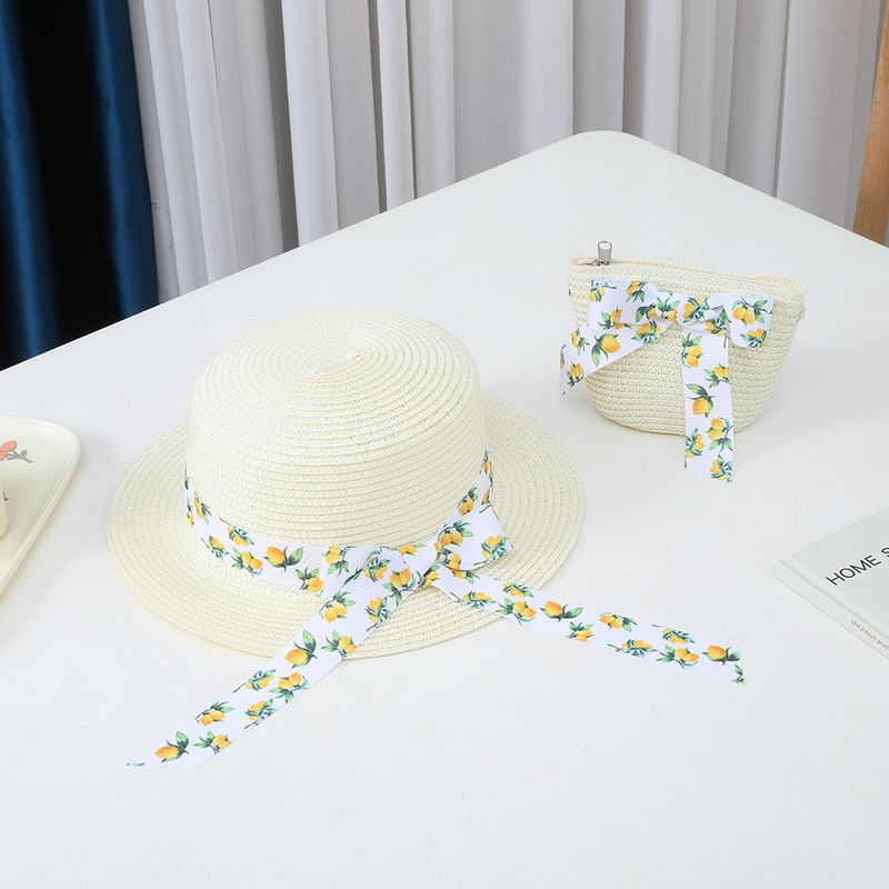 Protezione solare estiva per bambini e donne, parasole pieghevole da spiaggia a tesa piatta, cappelli, borse, set per erba genitore-figlio_voghion.com