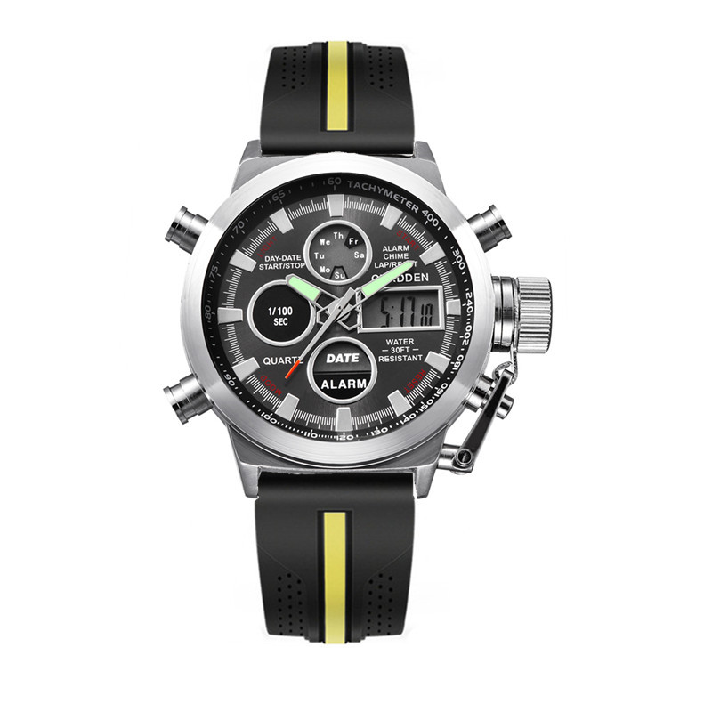 Reloj deportivo multifunción con doble horario y correa de goma para hombre de XINEW_voghion.com