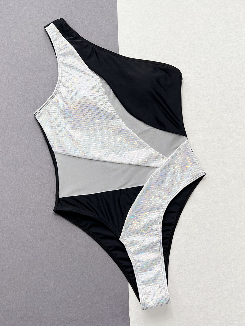 Maillot de bain une pièce pour femme, bikini une pièce à coutures en maille_voghion.com