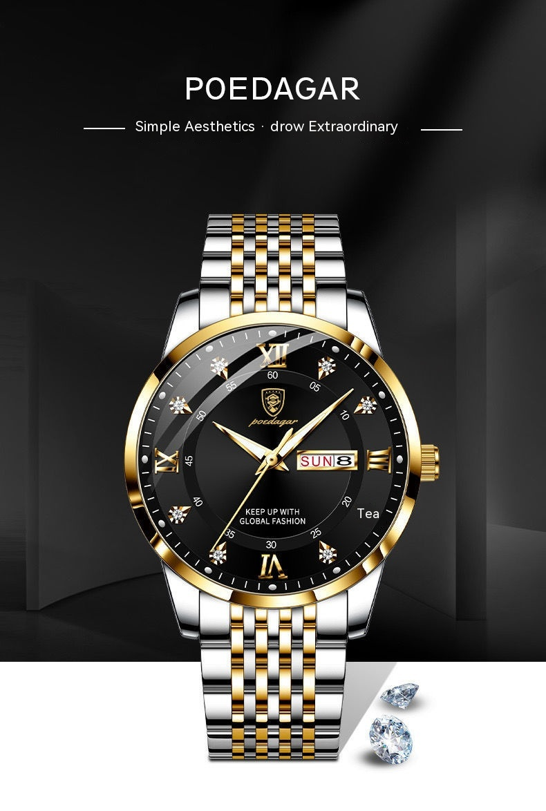 Orologio da uomo d'affari all-match 2024, orologio al quarzo con calendario luminoso, alla moda, alla moda_voghion.com
