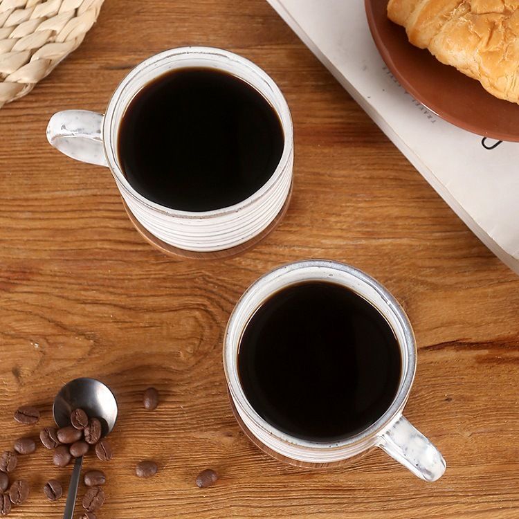 Nordisk ny kreativ kopp keramisk hjemmekontor kaffekopp høyverdig krus med lokk og skje_voghion.com