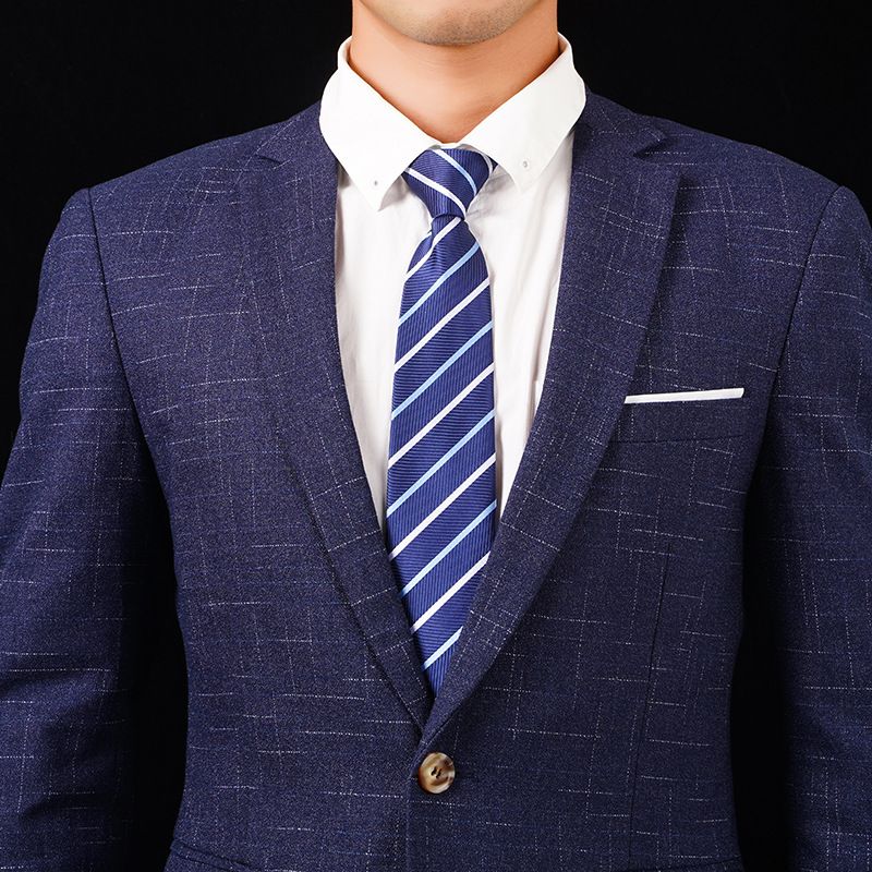 Cravatta da uomo con cerniera, elegante e formale, per donna, sposo, matrimonio, blu a righe, sottile, nera, senza nodo, facile da tirare_voghion.com