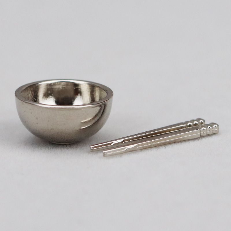 1:12 babaház babaház miniatűr étel és játék dekoráció mini bútor OB11 jelenet kiegészítők fém tál és pálcika_voghion.com