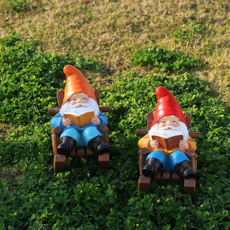 New Recliner Reading Floor Figurine Home Decor Gnome Dwarf Garden Statue Decoration Resin Craft_voghion.com