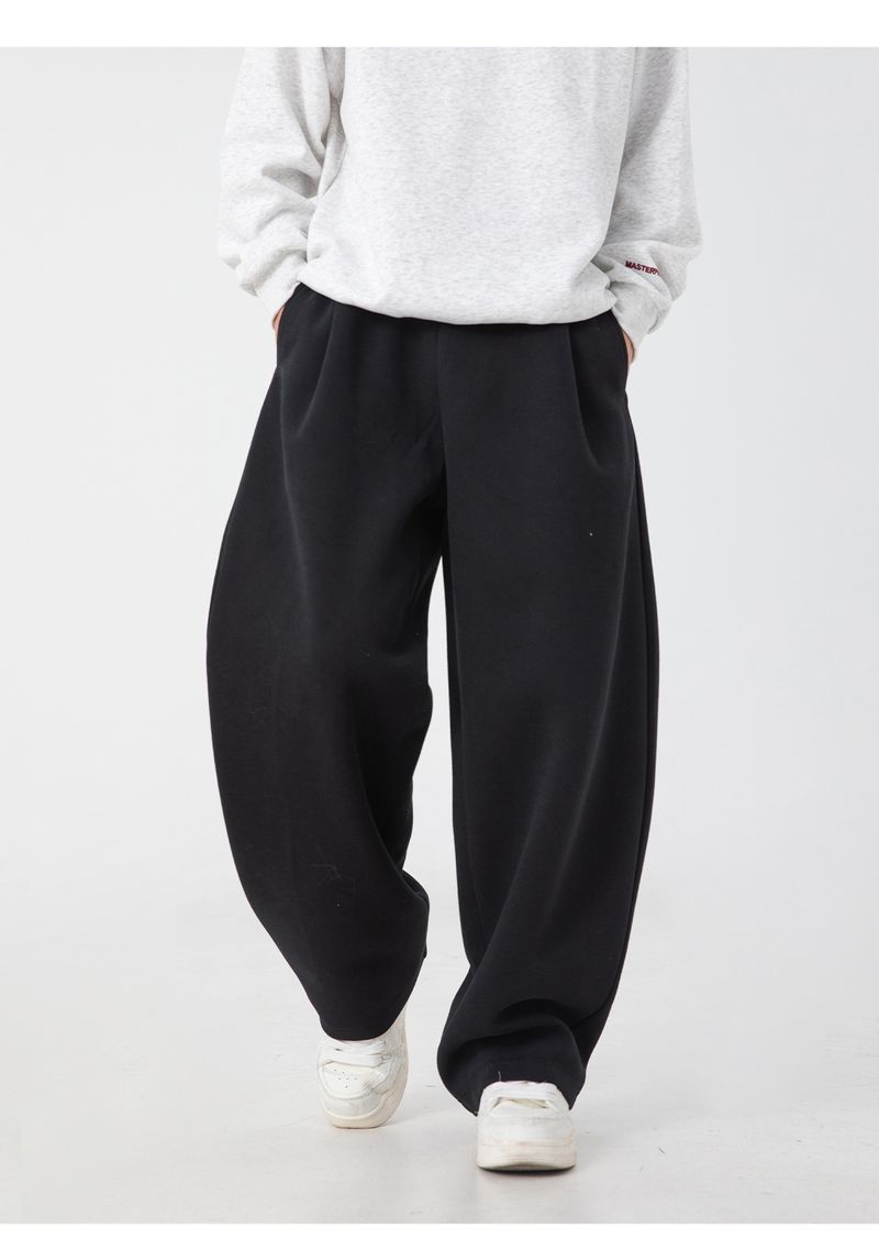 Pantaloni da jogging da uomo a gamba dritta e vestibilità rilassata - Pantaloni da tuta pesanti con pieghe e coulisse in vita_voghion.com