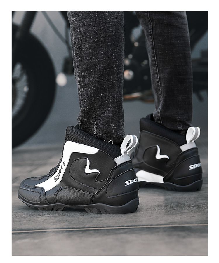 Pantofi noi de motocicletă pentru bărbați și femei, ghete de motocicletă off-road pentru patru sezoane, ghete scurte de curse, echipament de călătorie cu autoblocare pentru motociclete_voghion.com
