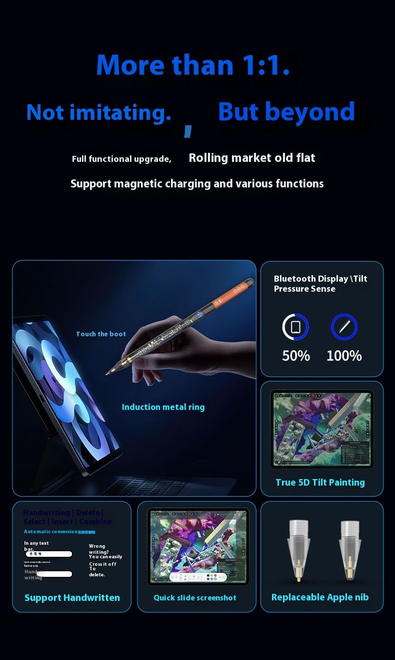 Private iPad specific transparent capacitive suitable for Pencil and   tablet handwriting pen magnetic charging_voghion.com