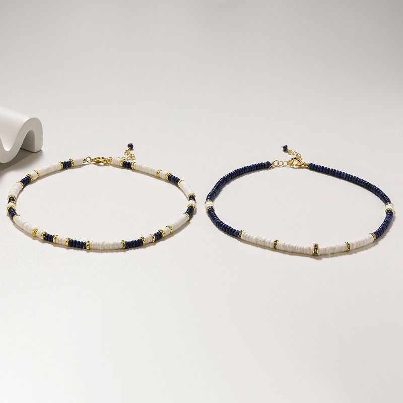 Collana di perline di lapislazzuli naturali fatta a mano con perline distanziatrici dorate, elegante catena per clavicola a strati da indossare ogni giorno_voghion.com