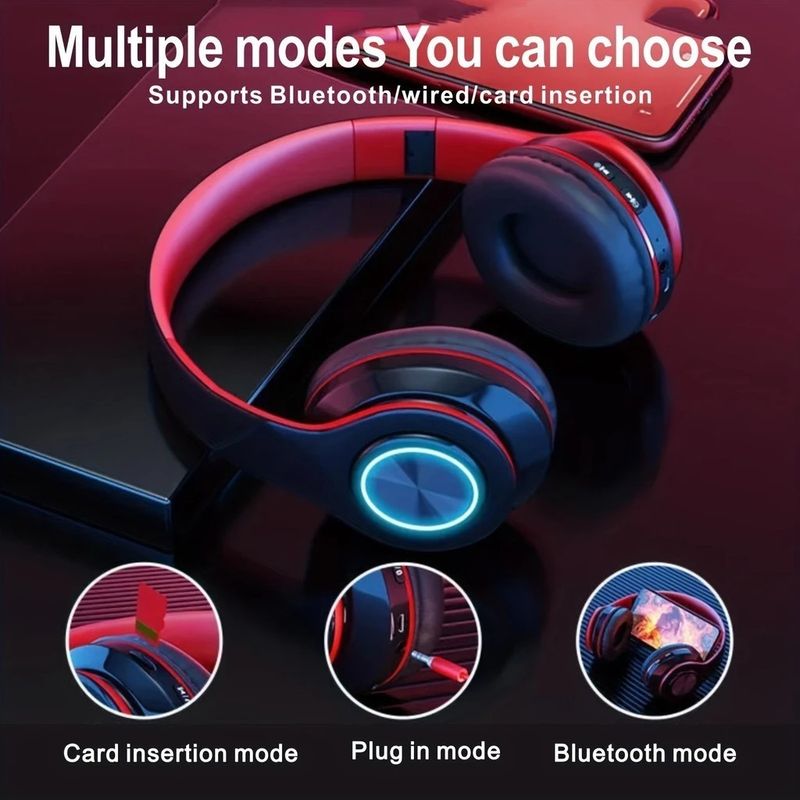 Wireless Bluetooth 5.0 Headphone With Microphone On-Ear Headset Stereo Sound Earphones Sports Gaming Foldable Headphones_voghion.com