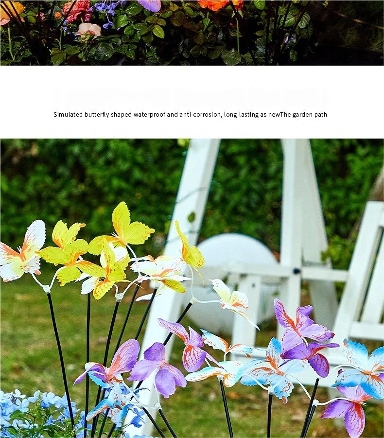 Luce solare a forma di farfalla, con spina da pavimento, simulazione di fiori, luce a farfalla, luce LED per esterni, impermeabile, da giardino e prato_voghion.com