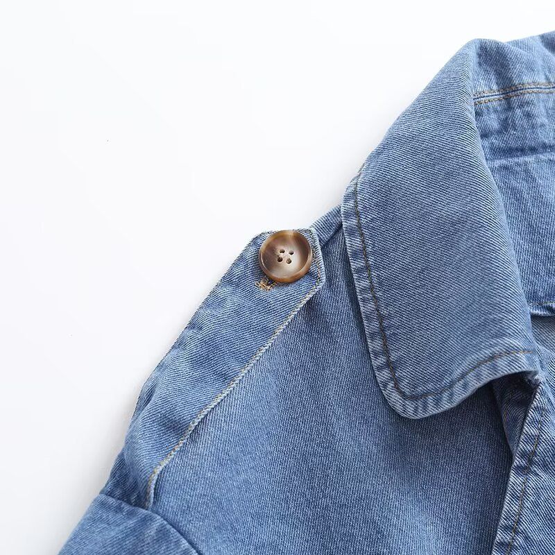 Women's Spring And Autumn New Loose Double-Breasted Belted Denim Trench Coat British Style_voghion.com