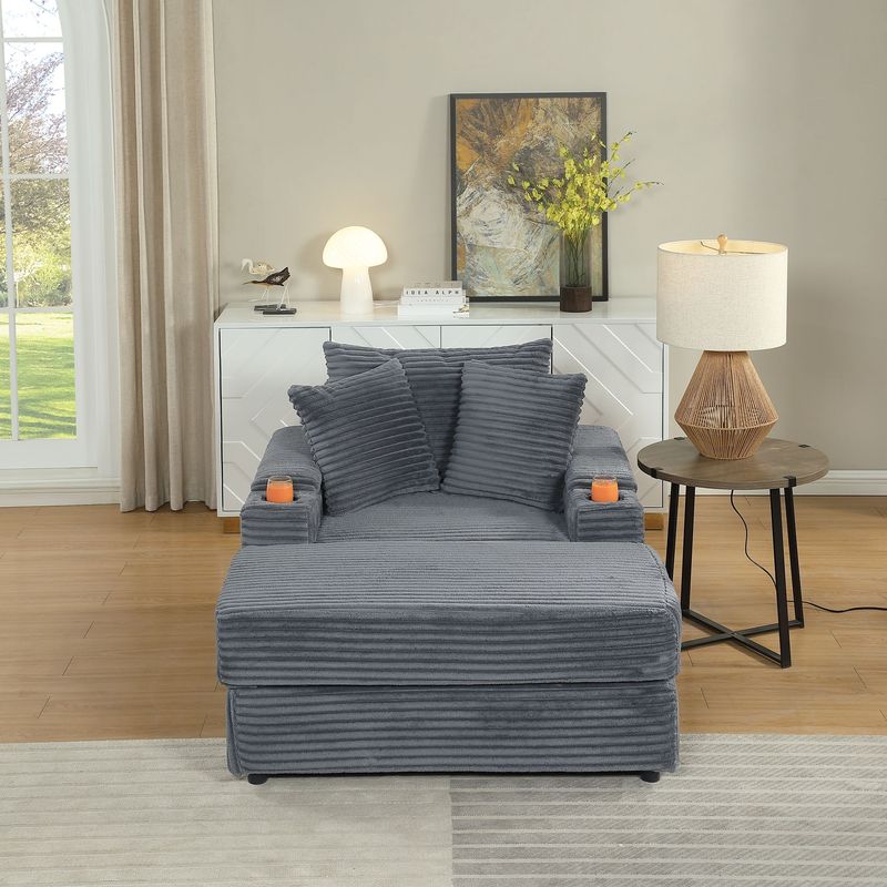 sofa With 2 Toss Pillows And A Ottoman ,Comfy Sofa- Deep Seat Couch For Living Room_voghion.com