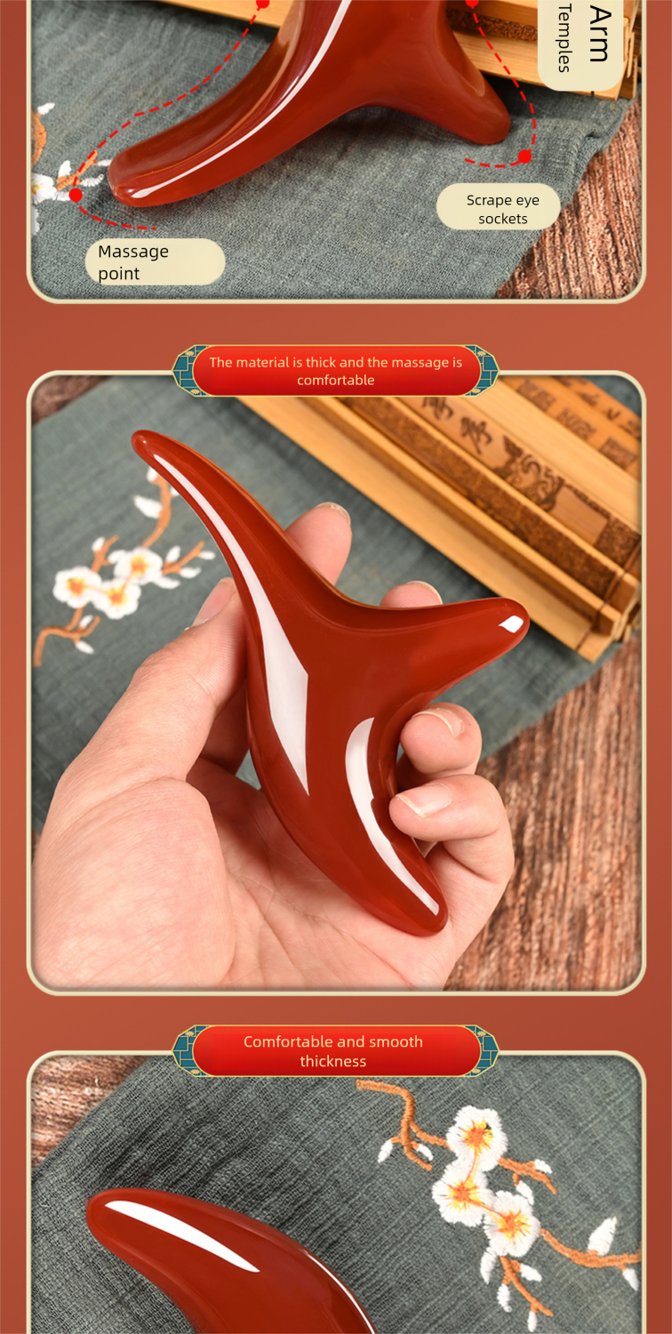 Jingtong Triangle Sparrow Jade Massager Resin Scraping Board Ox Horn Tube Tendon Pulling Stick Plastic Meridian_voghion.com