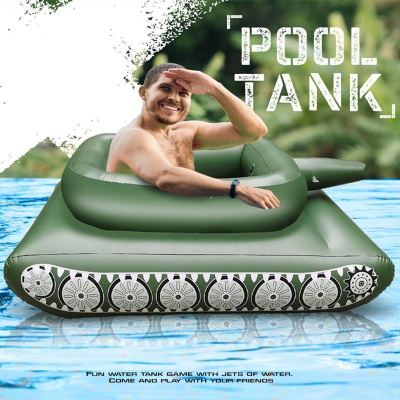 Inflatable Spray With Gun For Adults, Ride-on Children's Swimming Ring, Water Battle Tank, Can Sit On Tank Vehicle_voghion.com
