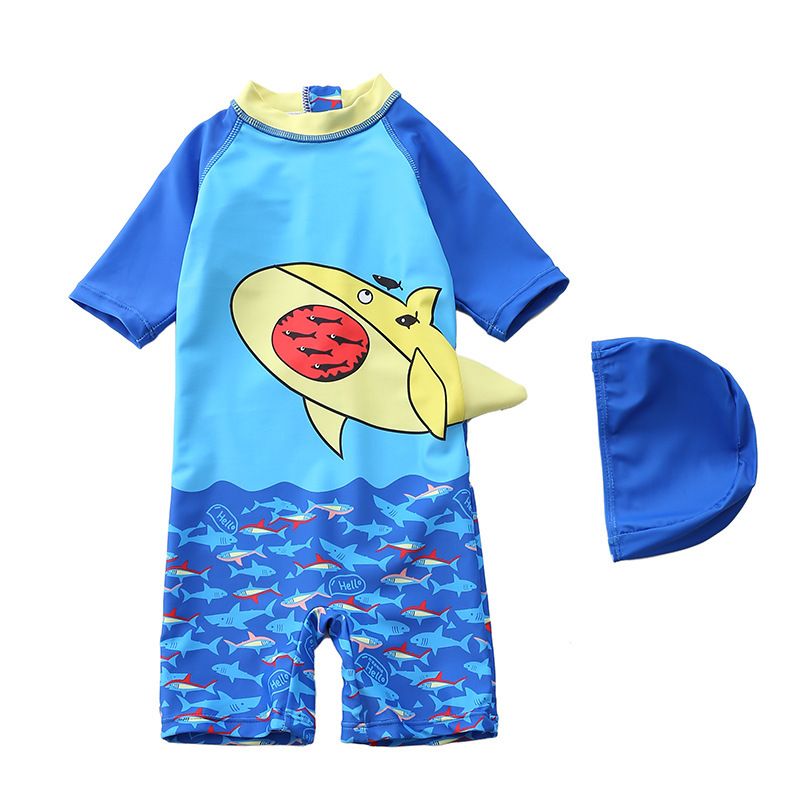 Traje de baño para niños de una pieza con capucha de dinosaurio, traje de baño de manga larga para playa, protector solar, traje de baño de aguas termales para bebés_voghion.com