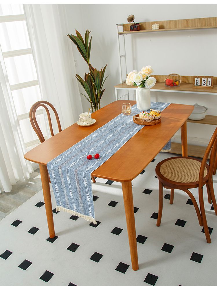 Drapeau de table simple à rayures longues, tissu de table à thé zen, table à thé moderne, décoration anti-poussière, lot de nappes de table à thé_voghion.com