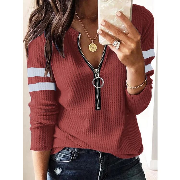 women's hot-selling knitted t-shirts long sleeves_voghion.com