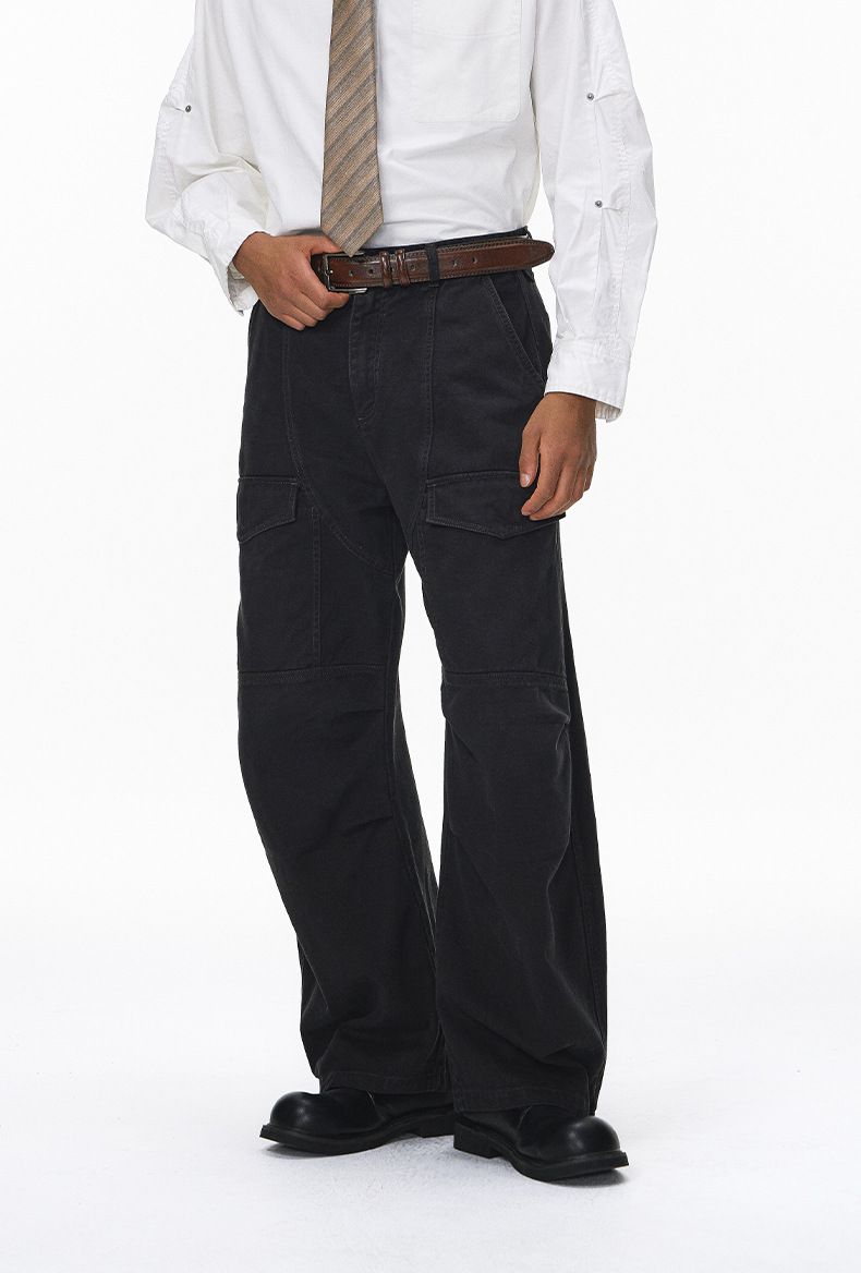 Herren-Cargohose – Streetwear Vintage, 100 % Baumwolle, Multi-Pocket- und Wide-Leg-Design (Schwarz/Armygrün/Khaki/Anthrazit, S-XL)_voghion.com