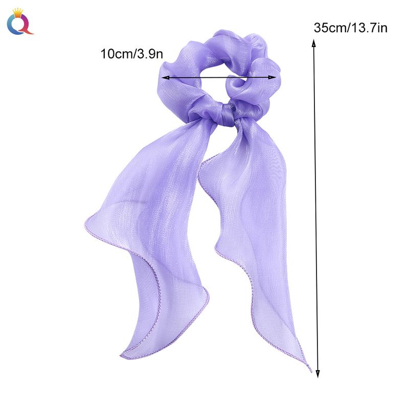 Elástico de cabelo com fita de cetim - Acessórios de cabelo com laço elegante para mulheres (cor sólida, ajustável, antiderrapante)_voghion.com