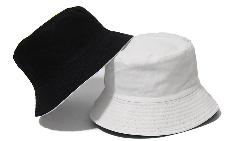 Black Solid Dots Bucket Hat Two Side Wear Unisex Simple Bob Caps Hip Hop Gorros Men Women Panama Cap Beach Fishing_voghion.com