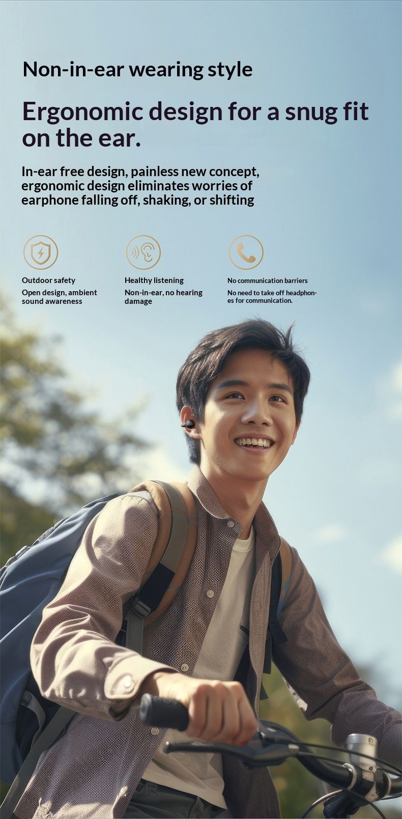 Écouteurs intra-auriculaires NeoGear à conduction osseuse sans fil Bluetooth, longue autonomie, grand écran intelligent_voghion.com